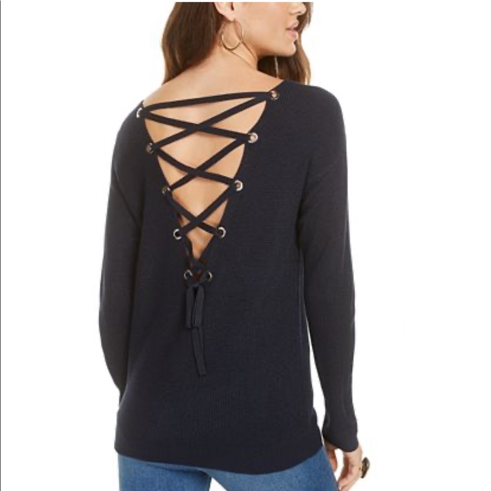 Lace-Up-Back Sweater